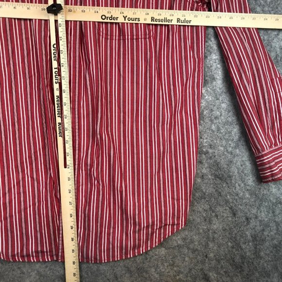 Vintage Chaps Shirt L Red Striped Long Sleeve Easy Care Casual Button Up Pocket - Picture 5 of 11